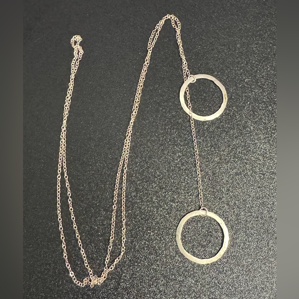 Jessica DeCarlo Handmade Silver Circle Lariat Necklace